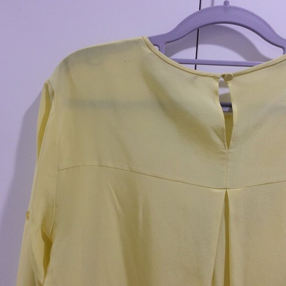 NEW BCBG Max Azria Maryssa Draped Front Long Sleeve Blouse in Lime Yellow Size M - Picture 5 of 8